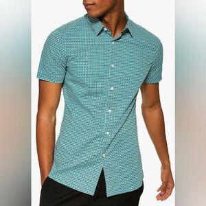 Topman Stretch Skinny Fit Cross Geometric Shirt sz Med